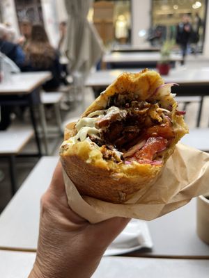 Vegan gyros. So Tasty! Highly recommended! 👍🏻👍🏻👍🏻  at Vegan Beat in Athens