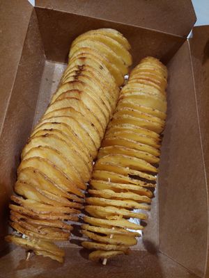 spiral fries at Vegan Beat in Athens