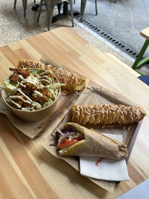 Ceasar salad and pita gyros 🥙   at Vegan Beat in Athens