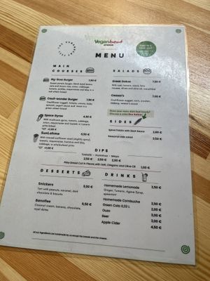 Menu   at Vegan Beat in Athens