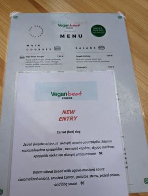 Great menu at Vegan Beat in Athens
