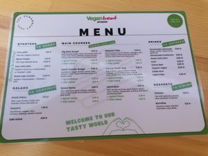 Menu at Vegan Beat in Athens