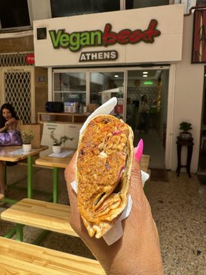 Lahmajun (made with sunflower seed meat)  at Vegan Beat in Athens