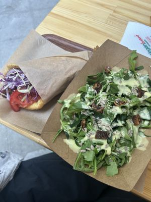 space gyros and side salad  at Vegan Beat in Athens