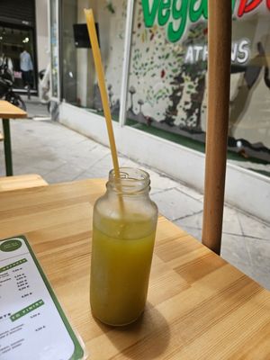 Homemade lemonade at Vegan Beat in Athens