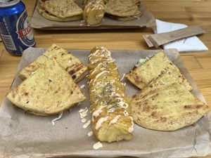 Skepasti with spiral potato  at Vegan Beat in Athens