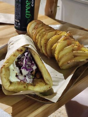 Space gyros at Vegan Beat in Athens