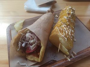 Space Gyros and potato at Vegan Beat in Athens