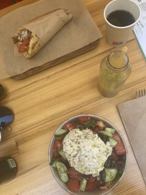 Gyros and salad  at Vegan Beat in Athens