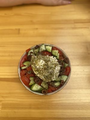 Greek salad  at Vegan Beat in Athens