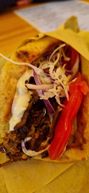 Space gyros €5. Incredible! at Vegan Beat in Athens