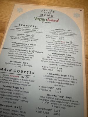 Menu  at Vegan Beat in Athens