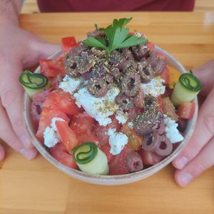 Greek Dakos at Vegan Beat in Athens