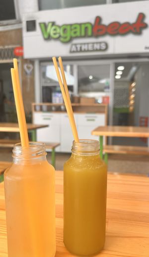 Lemonade and Kombucha   at Vegan Beat in Athens