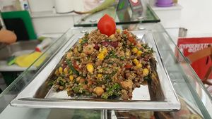 quinoa salad with lenses
 at Vegan Beat in Athens