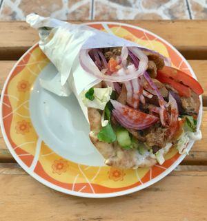 This was the real star. The Oyster Mushroom Gyro. DELICIOUS. 5/5 at Vegan Beat in Athens