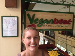Look up for the sign :) at Vegan Beat in Athens