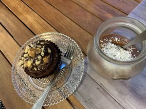 Delightful Vegan chocolate cupcakes and a Chocolate Chili mousse  at Vegan Beat in Athens