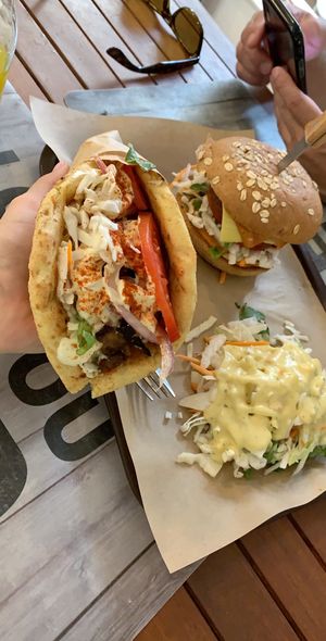 Burger and Euro were incredible!  at Vegan Beat in Athens