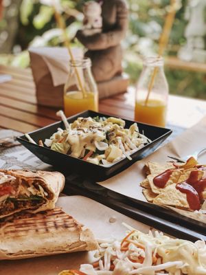 Veggie ball tortilla with nachos  at Vegan Beat in Athens