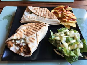 Lahmajoun + tortilla  at Vegan Beat in Athens