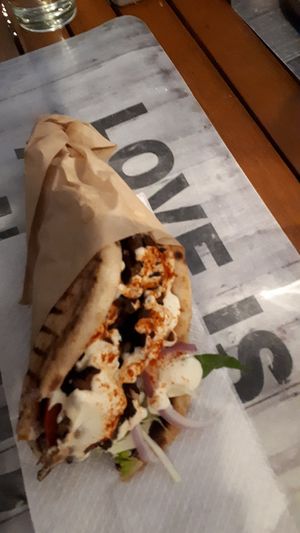 Greek mushroom gyros at Vegan Beat in Athens