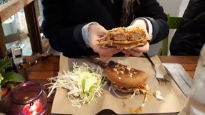 Inside burger! at Vegan Beat in Athens