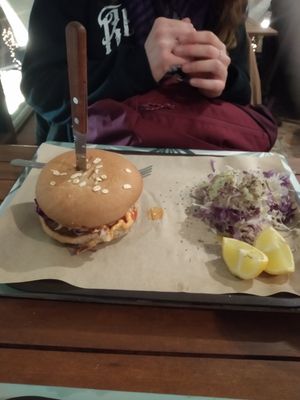 Red Bean burger at Vegan Beat in Athens