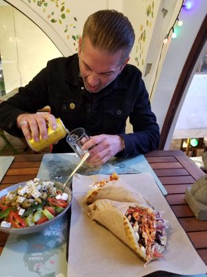 Mushroom gyros at Vegan Beat in Athens