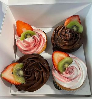 Gluten-free,  fruit infused vanilla and chocolate cupcakes  at Vegan Delights by Lisa-Ann in Whitby