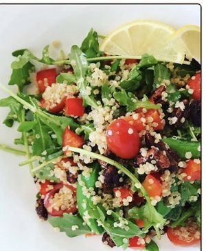 Quinoa & Arugula Salad with candied pecans   at Vegan Delights by Lisa-Ann in Whitby