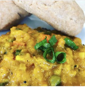 Pumpkin Talkari with Jamaican Festivals at Vegan Delights by Lisa-Ann in Whitby
