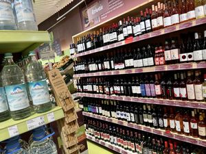 wine & water at Alnatura in Leipzig