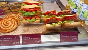 vegan sandwiches at their bakery at Alnatura in Leipzig