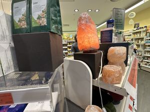 "healing" stone lamp  at Vitalia Reformhaus in Leipzig