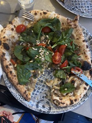 mushroom pizze with pesto  at Pizzeria Verace - Streliska in Ljubljana