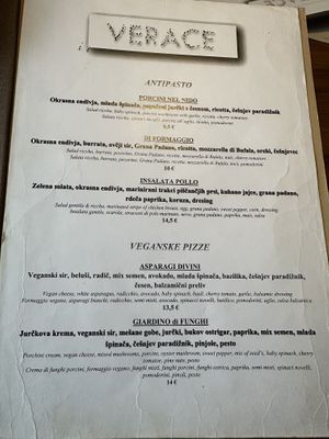 Seasonal menu  at Pizzeria Verace - Streliska in Ljubljana