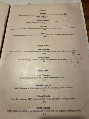 Menu  at Pizzeria Verace - Streliska in Ljubljana