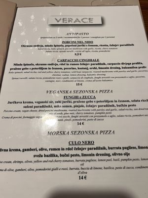 Seasonal menu  at Pizzeria Verace - Streliska in Ljubljana