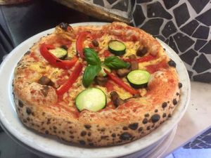 Vegan pizza with vegan cheese at Pizzeria Verace - Dunajska in Ljubljana