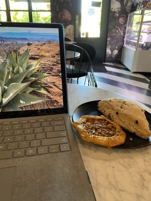Great place to work or write. Pistachio galette and chocolate chip coconut scone - soooo yummy!  at Dark Hall Coffee in Phoenix
