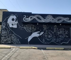 Building mural at Dark Hall Coffee in Phoenix