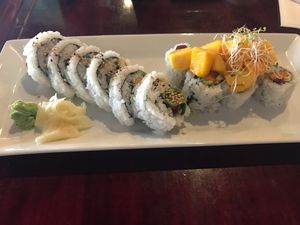 Vege roll and mango roll (GF) at Sushi Loku in Vancouver