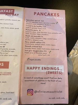 Menu  at Olivia's Maastricht in Maastricht