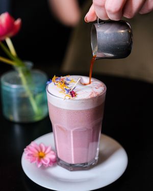 Vegan collageen latte  at Olivia's Maastricht in Maastricht