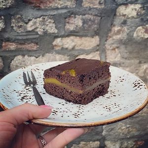 Vegan Orange brownie at Olivia's Maastricht in Maastricht
