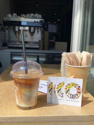 Vegan iced latte
 at Olivia's Maastricht in Maastricht