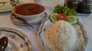 basmati rice and kidney beans in a spicy tomato sauce at Dosa King in Bangkok