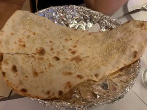 Vegan garlic naan. Pretty good!  at Dosa King in Bangkok