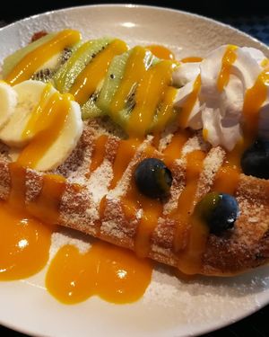 Waffel with mongo sauce, lecker  ! at SpringInsFeld in Munich